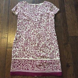 Floral Tan/Maroon Talbots Dress Size 14P
